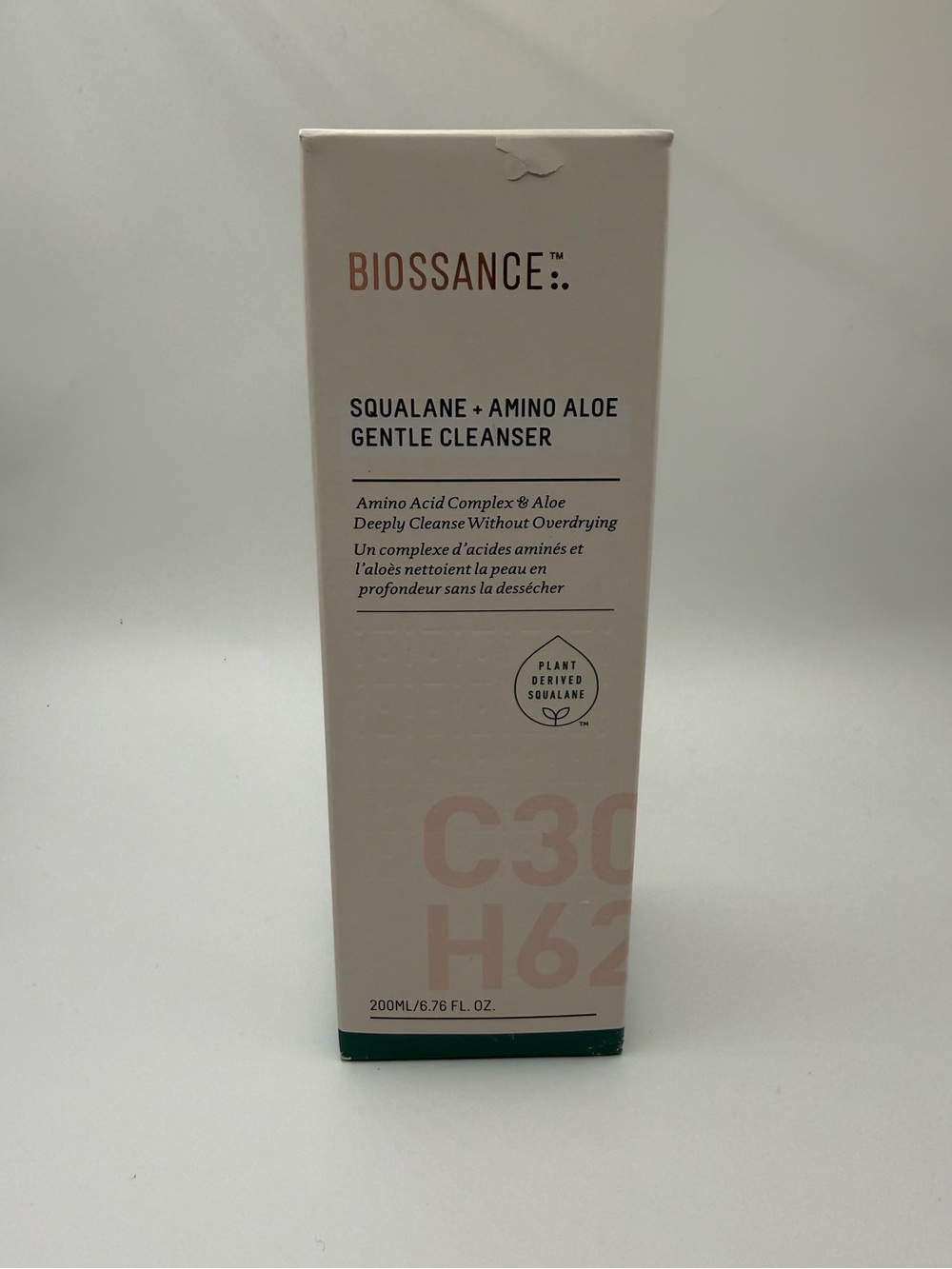 Biossance Cream and Dark Green Squalane + Amino Aloe Gentle Cleanser